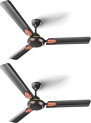 LONGWAY Kiger P2 1200 mm/48 inch Ultra High Speed 3 Blade Anti-Dust Decorative Star Rated Ceiling Fan 2 Years Warranty (Smoked Brown, Pack of 2) — 56% Off on Amazon