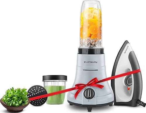 Longway Sage 500 Watt Juicer Mixer Grinder for Grinding, Mixing, Juicing with Powerful Motor & Kwid 1100 Watt Dry Iron (Gray & Black, 2 Jars, Combo Offer) — 60% Off on Amazon