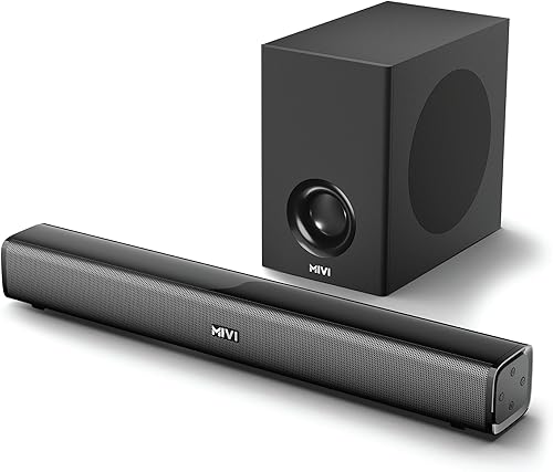 Mivi Nex 100 Sound Bar for Smart TV | 90W 2.1 Channel Home Theatre Speaker with Subwoofer | Bluetooth v5.3 | Deep Bass | Music System for Wireless | Speaker Home Theatre | Made in India — 76% Off on Amazon