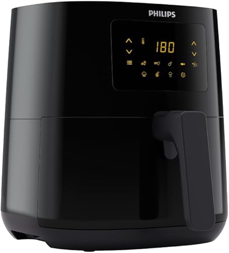 PHILIPS Digital Air Fryer HD9252/90 with Touch Panel, uses up to 90% less fat, 7 Pre-set Menu, 1400W, 4.1 Liter, with Rapid Air Technology (Black), Large — 36% Off on Amazon