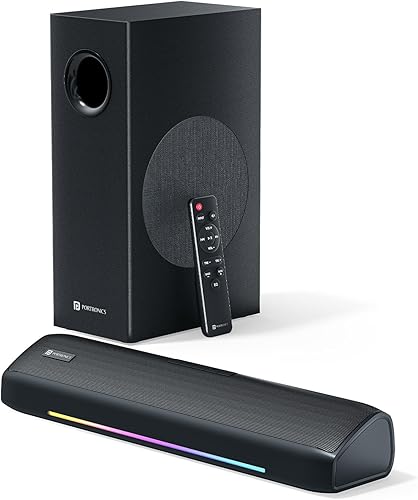 Portronics 100 Watts Zuno Compact Bluetooth Soundbar With Deep Bass, 2.1 Channel Home Theatre, Dual Driver Soundbar, HDMI in, Bluetooth v5.3, Multiple EQ Modes, LED Lights, Sleek Remote Control(Black) — 62% Off on Amazon