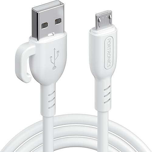 Portronics Konnect Core 3 USB-A to Micro Fast Charging Cable for Smartphones,Tablets, Speakers, Laptops & Other Micro USB Devices,Inbuilt Cable Management Hook,3.0A Max Output,Fast Data Sync(White) — 77% Off on Amazon