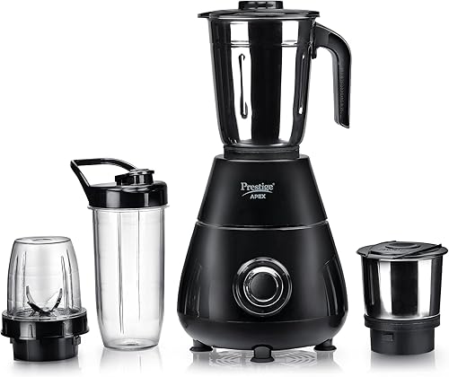 Prestige Apex Blendo 500 Watt Mixer Grinder with 4 Jars (2 Stainless Steel Jars + 2 Nutri Blend) | Super Efficient SS Blades | Black | 2Y Warranty | ISI Certified — 46% Off on Amazon