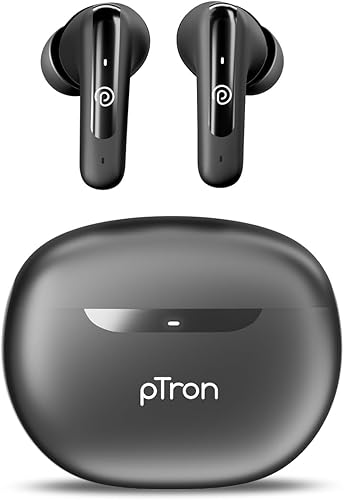 pTron Bassbuds Astra in-Ear TWS Earbuds w/Stereo Sound, 34Hrs Playtime, Stereo Calls, Custom EQ, Mobile App, BTv5.3 Headphones, Touch Control, Voice Assistant, Type C Charging & IPX4 (Black) — 79% Off on Amazon