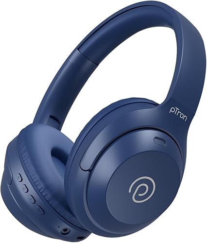pTron Studio Classic w/ 75Hrs Playtime, Wireless Over Ear Headphones w/HD Mic & TruTalk AI-ENC Calls, Low-Latency Game & Music, Deep Bass, BT5.4, Dual Device Pairing, & Type-C Fast Charging (Blue) — 69% Off on Amazon