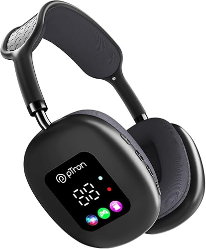 pTron Studio Pixel, 70hrs Playtime, Wireless Over Ear Headphones w/HD Mic, TruTalk AI-ENC Calls, 40mm Drivers, Pristine Sound, RGB Display, BT5.3, Dual Device Pairing & Type-C Charging (Jet Black) — 61% Off on Amazon