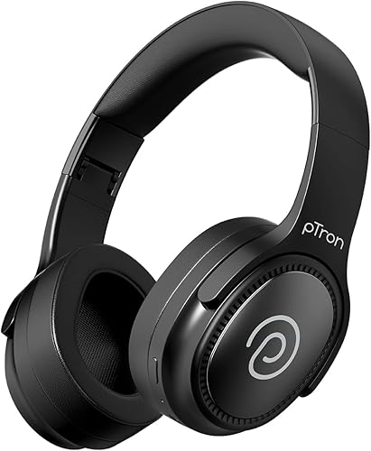 pTron Studio Pro w/ 65Hrs Playtime, Wireless Over Ear Headphones w/HD Mic & TruTalk AI-ENC Calls, Low-Latency Game & Music, 40mm Drivers, BT5.4, Dual Device Pairing & Type-C Fast Charging (Jet Black) — 73% Off on Amazon