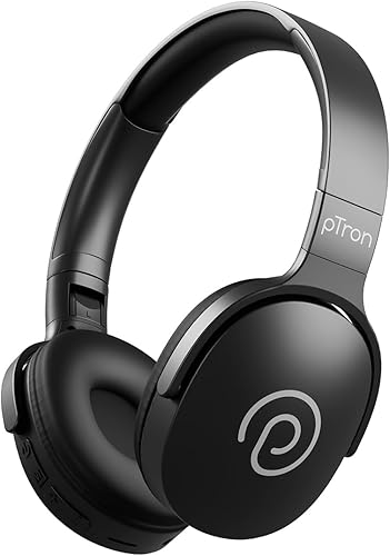 pTron Studio w/ 60Hrs Playtime, Wireless Over-Ear Headphones with HD Mic, Immersive Sound, 40mm Drivers, BT5.4, Dual-Device Pairing, 3.5mm Aux Port, TF Card Slot & Type-C Fast Charging (Jet Black) — 77% Off on Amazon