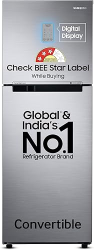 Samsung 236 L, 3 Star, Convertible, Digital Inverter with Display Frost Free Double Door Refrigerator (RT28C3733S8/HL, Silver, Elegant Inox) — 38% Off on Amazon