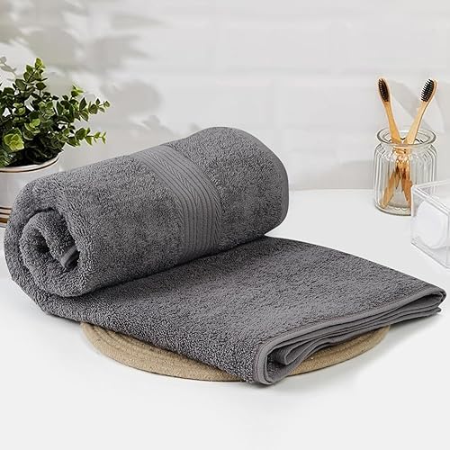 Solimo - Cotton Bath Towel | 500 GSM | Fade Resistant | Dark Grey — 56% Off on Amazon