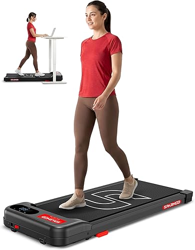 Sparnod Fitness STH-3001 Walking Pad for Home Use, 2.5 HP Motor 1–6 km/h Speed, Manual Incline 2 Levels, LED Display for Time, Distance, Speed & Calories, Compact Treadmill, 90kg Max Weight — 70% Off on Amazon