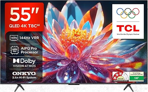 TCL 139 cm (55 inches) 4K Ultra HD Smart QLED Google TV 55T8C — 65% Off on Amazon