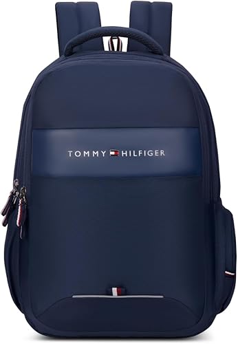 Tommy Hilfiger Joshua Polyester Unisex 15 Inch Laptop Backpack - Navy | 21 Ltr Capacity| Padded & Adjustable Strap | Water Resistant | 3 Compartment | Water Bottle Holder | USB Cable holder Pocket — 48% Off on Amazon