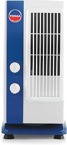 Tosaa Tower Fan Mini-Multipurpose Portable Oscillating Fan-3 speeds,Portable Desktop Fan (Blue Tower Fan) — 31% Off on Amazon