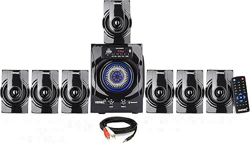 Vemax Venus 7.1 Bluetooth Multimedia Home Theater System with FM, AUX, USB, Bass & Treble Control (Black) — 39% Off on Amazon