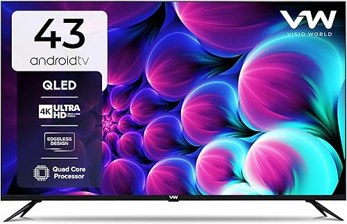 VW 109 cm (43 inches) Glow Series 4K UHD Smart QLED Android TV VW43PRO+ (Black) — 45% Off on Amazon