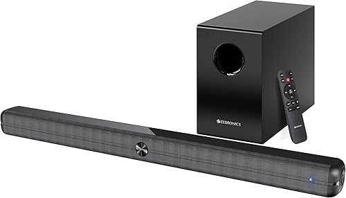 ZEBRONICS 120 Watts Soundbar, Home Theatre, Dual Racetrack Drivers Soundbar, 13.33cm Subwoofer, HDMI ARC, Bluetooth v5.1, USB, Glossy Finish, Wall Mountable, 2.1 Ch (Juke BAR 3910) — 66% Off on Amazon