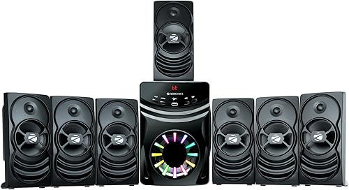 Zebronics 7.1 Channel Home Theatre Speaker, 140W Output, 13.33cm Subwoofer, RGB, Bluetooth, USB, AUX, LED Display, Remote Control, Wall-Mountable (Spark 207) — 48% Off on Amazon
