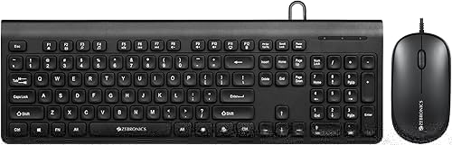 ZEBRONICS JUDWAA 880 Wired USB Keyboard & Mouse Combo, Plug & Play, 105 +12 Integrated Multimedia Keys, 3 Button Mouse, 1000 DPI, High Precision, Advanced Optical Sensor — 62% Off on Amazon