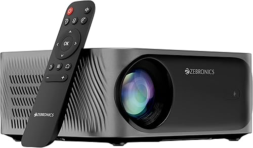 ZEBRONICS PIXAPLAY 25, Smart Projector, 1080p, 6300 Lumens, 200 inch Screen Size, Quad Core, Auto [ Focus | Keystone | Obstacle Detection | Screenfit ], Bluetooth, WiFi, HDMI-ARC, APP Support, Miracast — 68% Off on Amazon