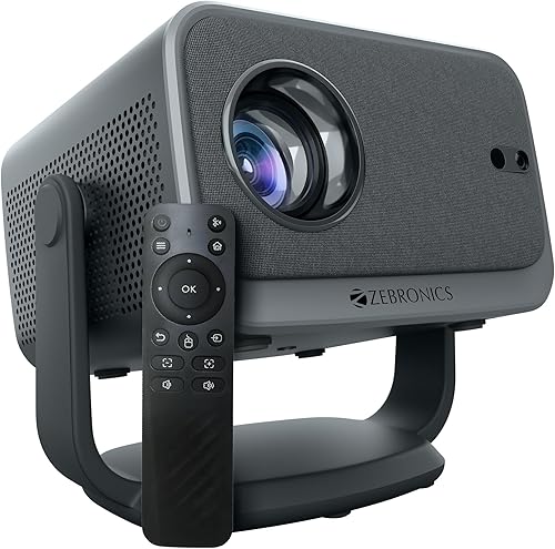 ZEBRONICS PIXAPLAY 67, Smart LED Projector, 9000 Lumens, 4K Support, 150 Inches Screen Size, Auto [ Focus | Keystone ], BT v5.2, HDMI, USB, RJ45, WiFi, 1080p Native, APP Support, BT Remote, Miracast — 73% Off on Amazon