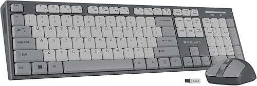 Zebronics Wireless Keyboard & Mouse Combo, 104 UV-Printed Keys, ₹ Key, 12 Multimedia Keys, Retractable Stand, 4 Button Mouse, 1600 DPI, High Precision, USB Nano Receiver (Companion 304, Grey) — 58% Off on Amazon