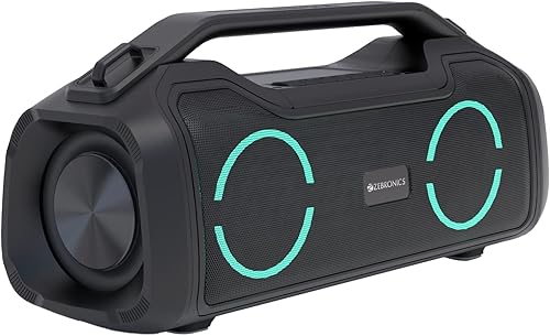 ZEBRONICS Zeb-Sound Feast 500 Bluetooth 5.0 Portable Speaker with 70W, 9H* Backup, TWS, IPX5 Waterproof, Call Function, RGB Lights, AUX, mSD, Voice Assistant, Type C and Grill Finish — 63% Off on Amazon